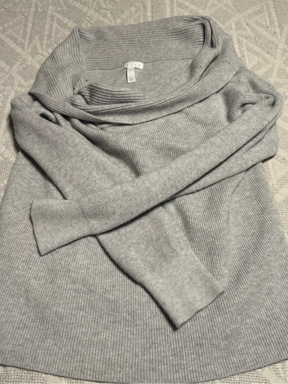 Leith Light Gray Off-the-Shoulder Ribbed Sweater - Picture 2 of 5